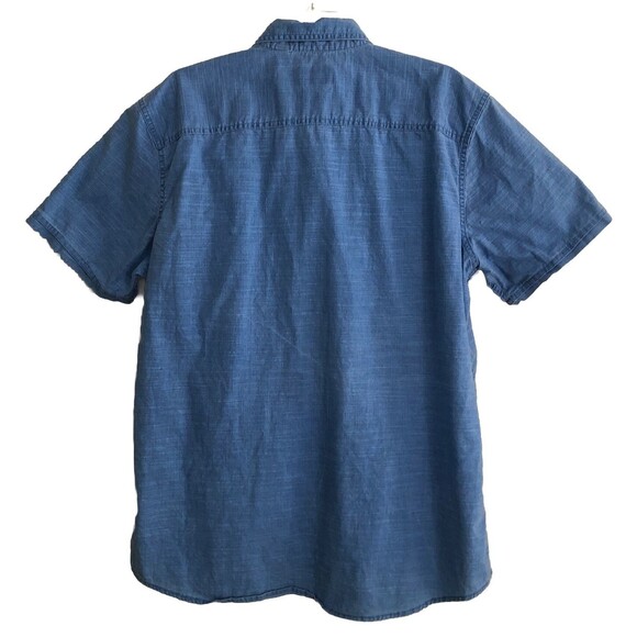 G H Bass Button Down Chambray Shirt Mens Sz XL Blue Short Sleeve Cotton Outdoors - Picture 6 of 12
